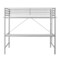 Emma and Oliver Jensen Metal Loft Bed Frame with Desk, Protective Guard Rails and Ladder for Kids, Teens and Adults